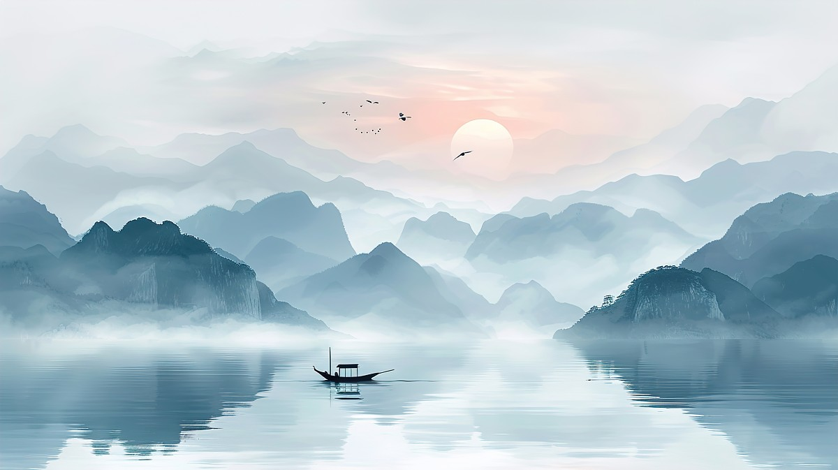 中国风水墨山水画背景